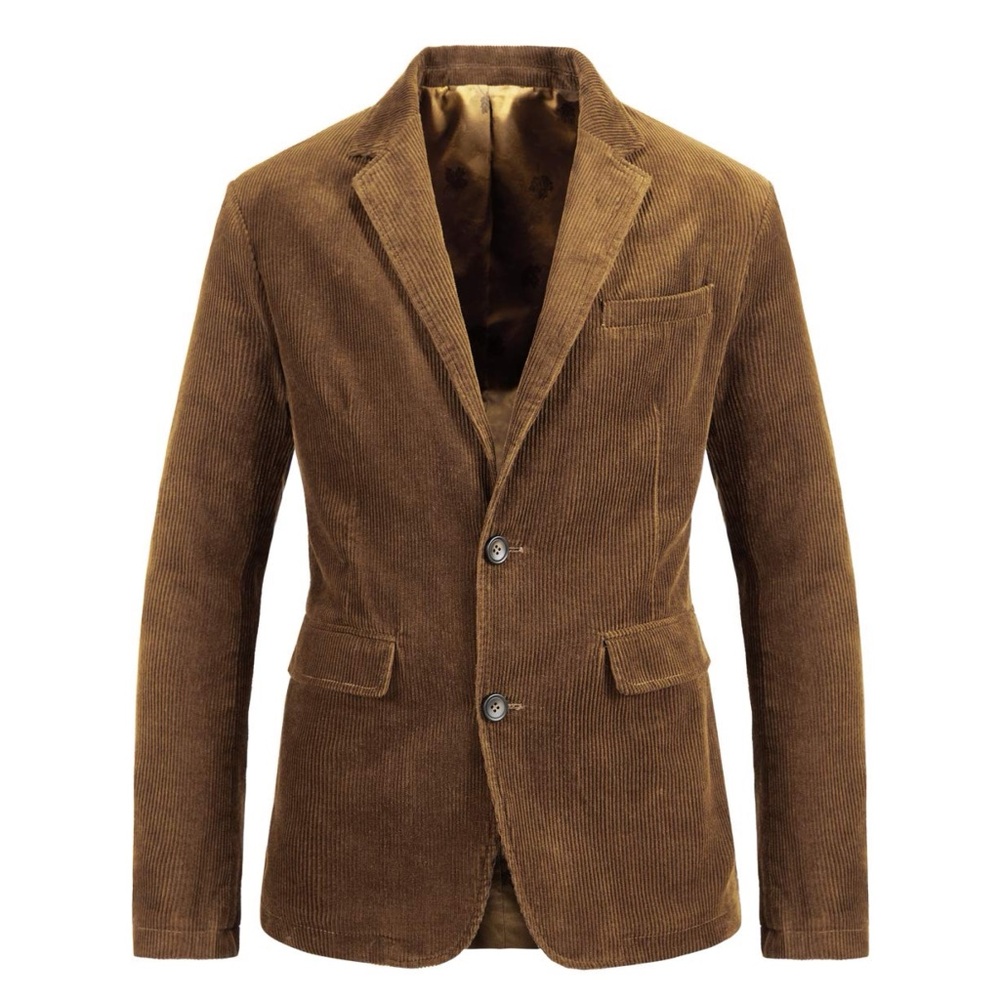 Chouyatou Vintage Casual Blazer Jacket in Brown Corduroy Men's Size XL